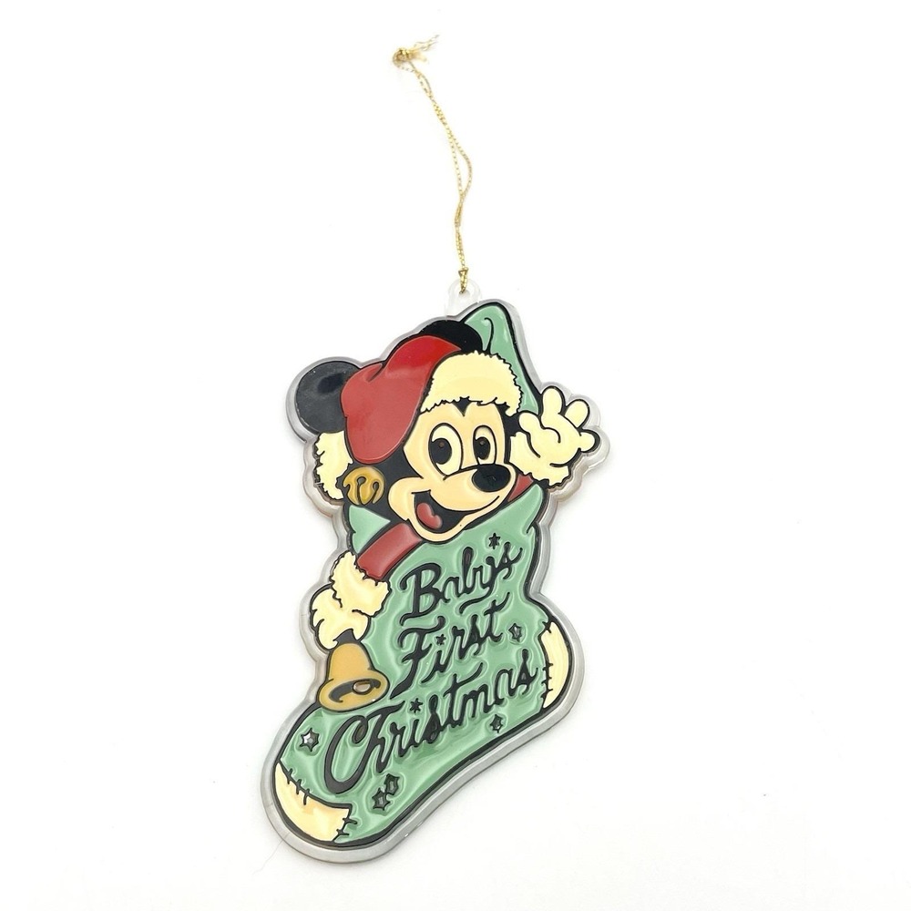 Vintage‎ 1985 Disney Mickey Mouse Blue Baby's First Christmas Acrylic Ornament
